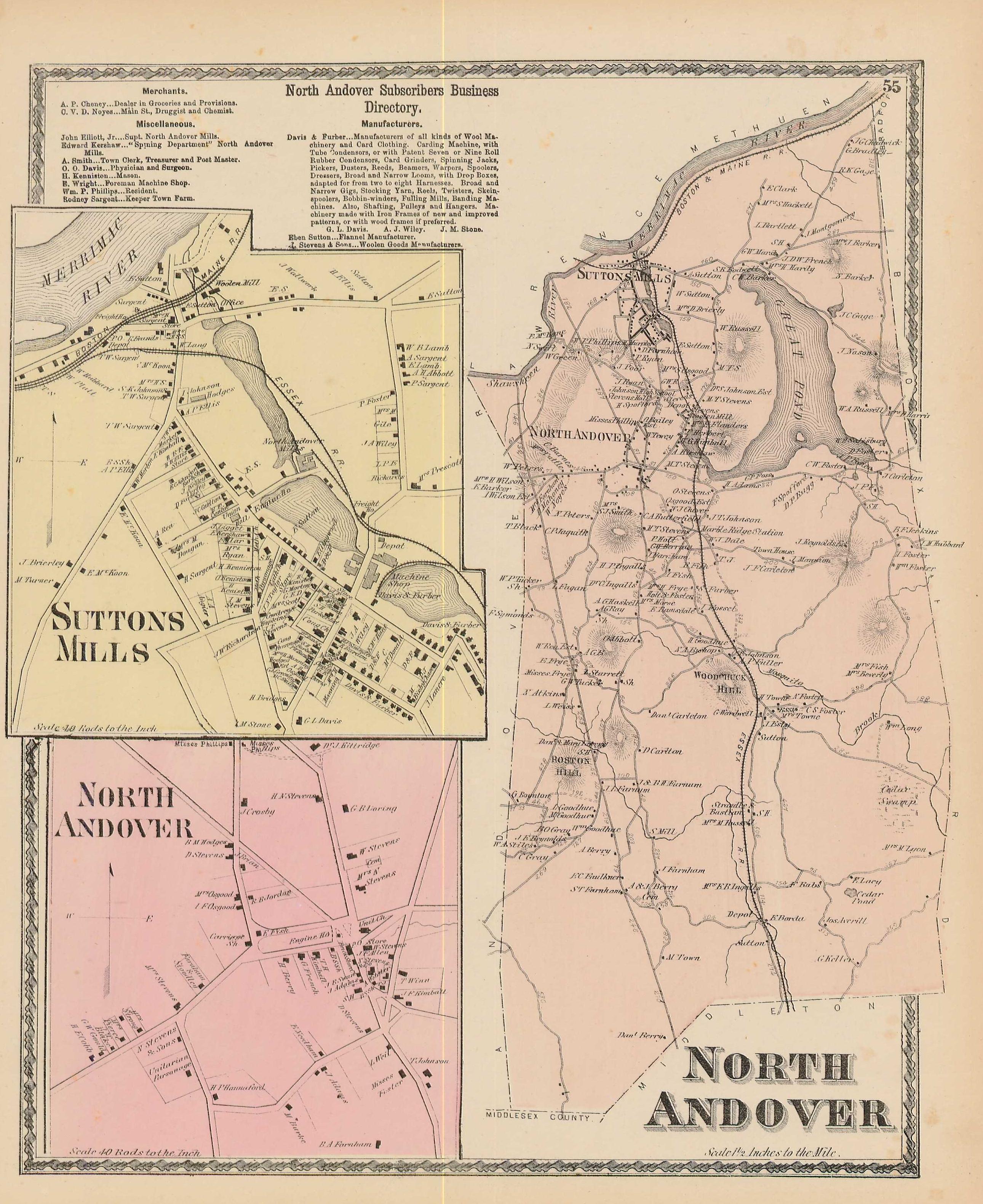 Historical Map of North Andover, Massachusetts